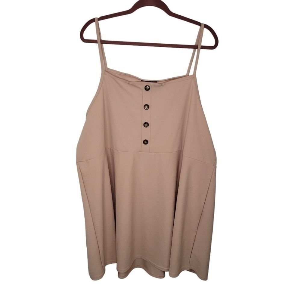 Boohoo Nwt beige babydoll tank top camisole size 24